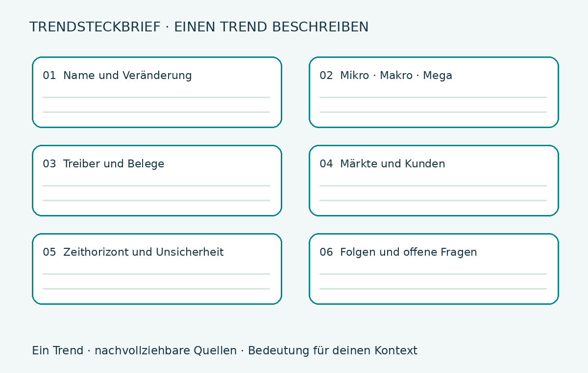 Trendsteckbrief – einen einzelnen Trend dokumentieren